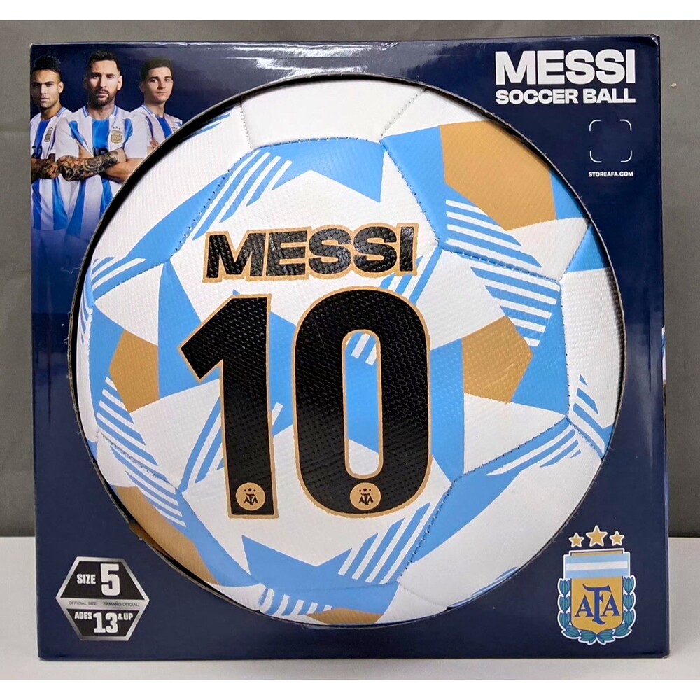 Icon Sports Messi 10 AFA Official Product Size 5 Soccer Ball White/Blue/Gold